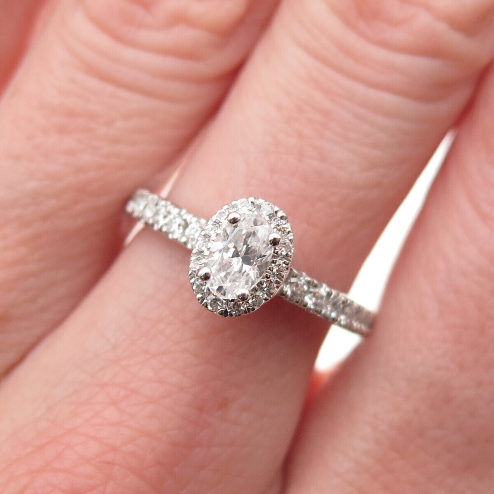 Vera Wang 925 Sterling Silver Lab-Created Sapphire & C Z Engagement Ring Size 7
